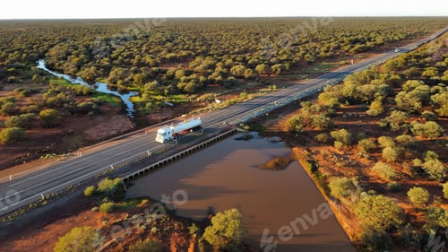 Preview: Aerial view of an industrial turkc on the great northern highway in the Australian outback