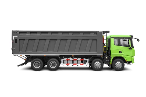 Preview: Dump truck isolated on white. Construction industrial equipment for transporting materials.
