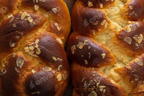 Preview: Easter greek tsoureki braid, sweet bread brioche background