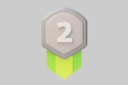 Aperçu: Badge hexagonal avec numéro deux et ruban