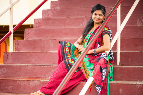 Preview: Portrait of Happy young beautiful Indian woman