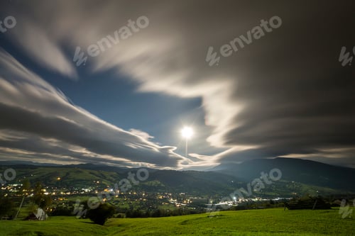 Preview: Summer night mountain panorama.