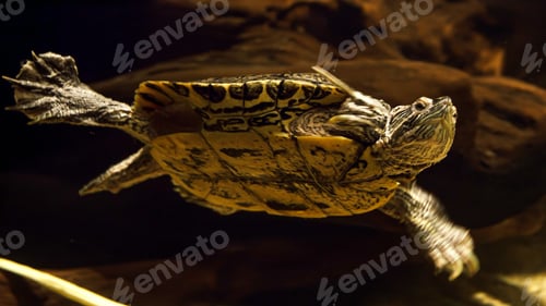 Preview: Closeup of sea turtle swimming in aquarium