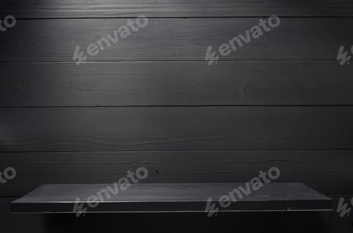 Preview: shelf on black wooden background