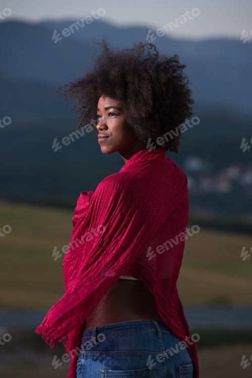 Preview: outdoor portrait of a black woman with a scarf