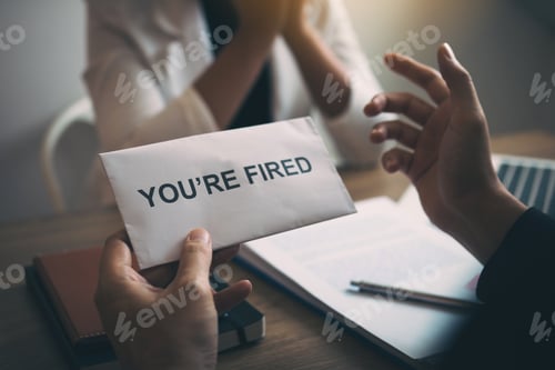 Preview: manager is talking or explaining about having to dismiss the employee while being handed