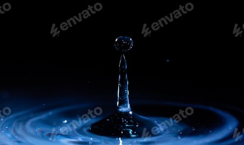 Preview: abstract background of blue water splash falling drop on liquid wave