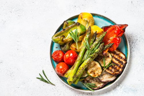 Preview: Grilled vegetables - zucchini, paprika, eggplant, asparagus and tomatoes