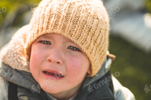 Preview: Crying little boy. Cry. Portrait of boy. Caucasian child looks at camera.