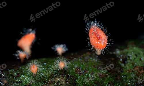 Preview: Hairy mushroom in rain forest at Saraburi Province, Thailand,