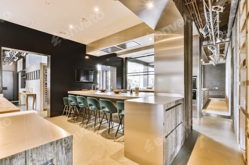 Preview: Studio apartment interior with wooden furniture