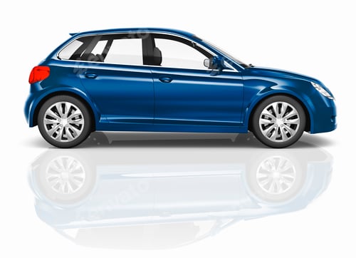 Preview: Blue 3D Hatchback Car Illustration