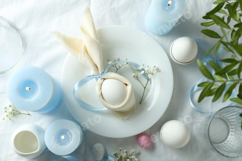 Preview: Concept of tasty Easter food, top view