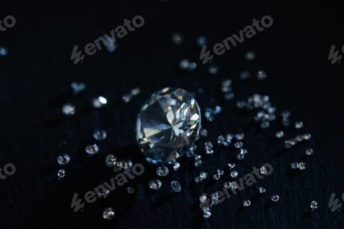 Preview: big and small clear diamonds isolated on black