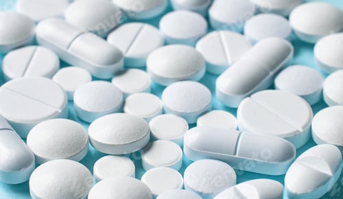 Preview: white pills on blue background