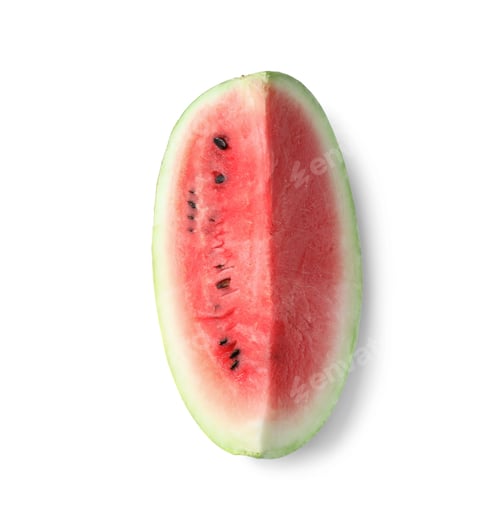 Preview: Slice of ripe watermelon on white background, top view