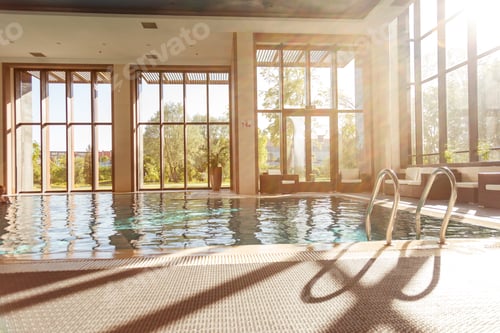 Preview: Grab bars ladder in the blue swimming pool