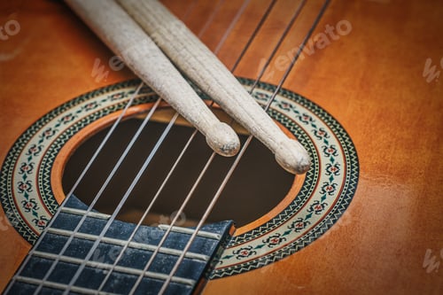Preview: Drum sticks on guitar strings