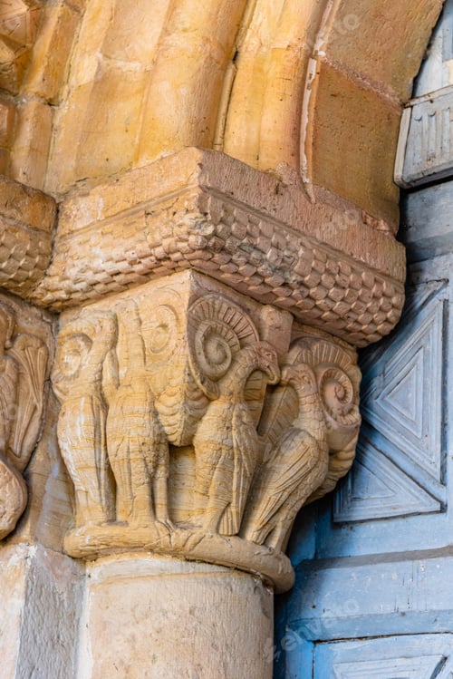 Architectural Details of Carved Stone Doorway