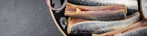 Preview: Sardines salted fish delicious gourmet food background on the table rustic food top view copy space