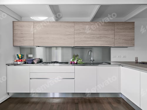 Preview: Interiors of the Modern Kitchen With Wood Floor