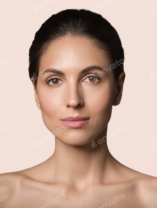 Preview: Beautiful woman healthy skin beauty face cosmetic concept color background. Pink.