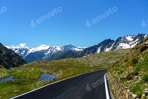 Preview: Passo Gavia, mountain pass in Lombardy, Italy, to Val Camonica at summer
