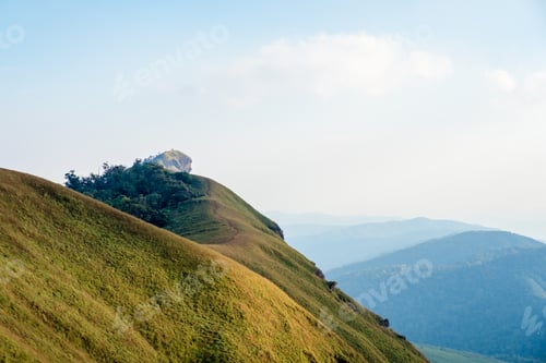 Preview: Mountain view with a beautiful nature scenic and blue sky background
