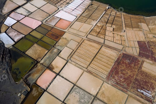 Preview: top view colorful salt flats on sunny day