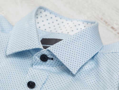 Preview: Light Blue Dress Shirt with Polka Dot Pattern