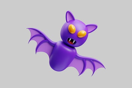 Preview: Cartoon bat with open mouth and spread wings