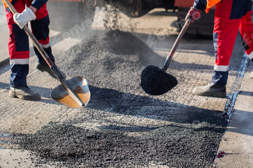 Preview: Street resurfacing. Fresh asphalt construction. Bad road