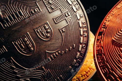 Preview: Close up photo of bitcoin crypto currency