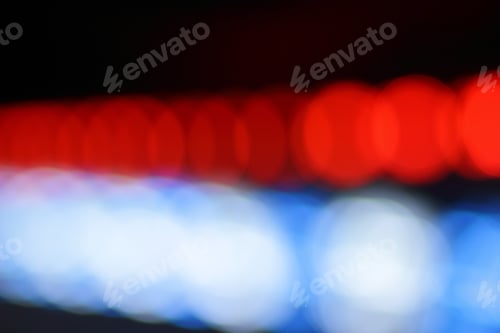 Preview: Blue, Red, Yellow, Blue, White Blurred Festive Bokeh Background With Stars For Christmas