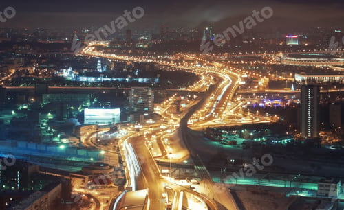 Preview: Giant automobile overpass at night