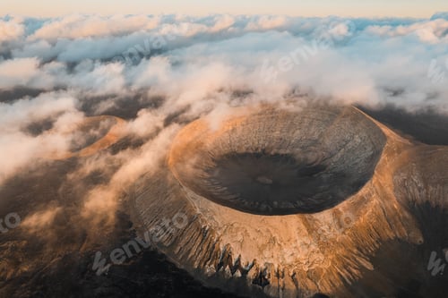 Preview: Caldera Blanca volcano crater in Lanzarote, Canary Islands, Spain. Natural park of volcanoes