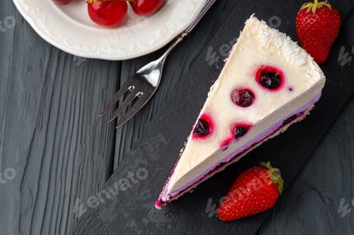Preview: Soft berry souffle cake decorated with berries
