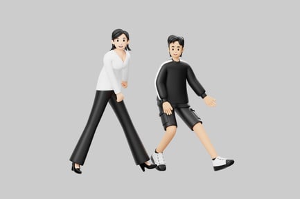 Preview: Cartoon characters, casual couple posing