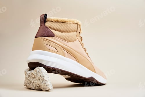 Preview: Male winter shoes on beige background