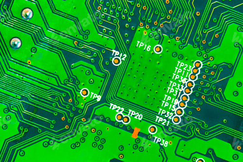 Preview: Macro Close up of printed wiring on PC circuit board