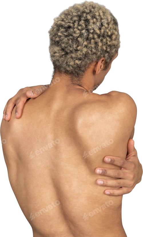 Preview: the back of a man with his hands on his shoulders