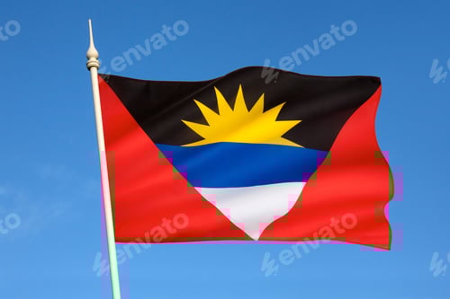 Preview: Flag of Antigua and Barbuda Against Blue Sky