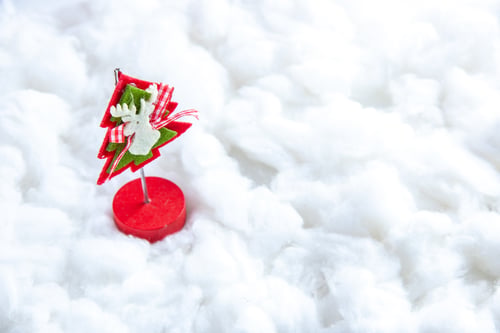 Preview: bottom view mini xmas toy on white background with free space