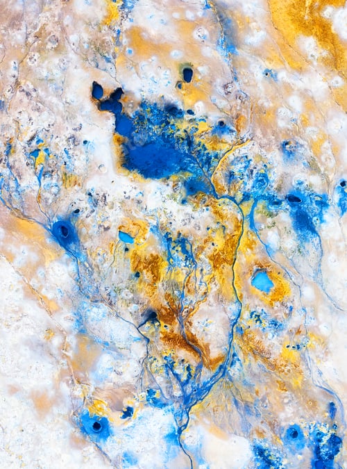 Preview: Aerial view on the Iceland. Aerial landscape above river in the geysers valley.