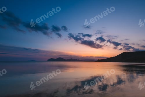 Preview: Beautiful sunset on the sea coast. Crimea and Black Sea