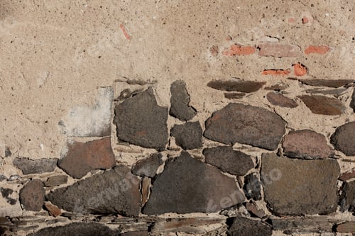Preview: Closeup view on old brick wall of abandoned building