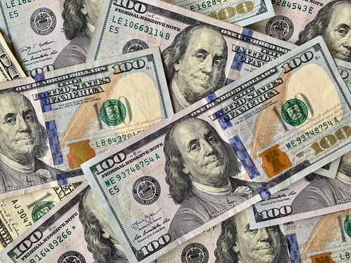 Preview: Pile of One Hundred US Dollar Banknotes