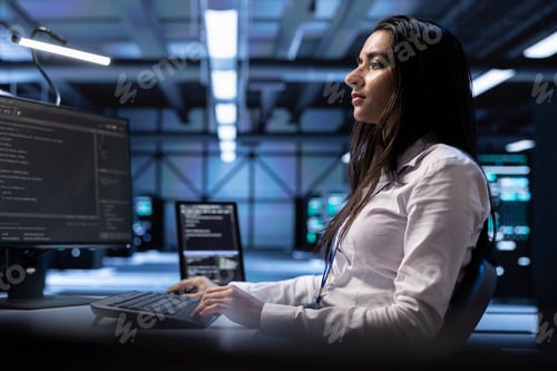 Preview: IT professional monitoring and maintaining servers in data center