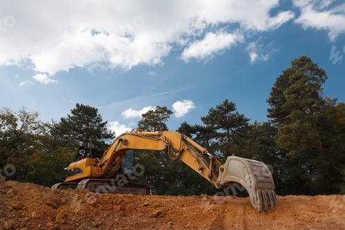 Preview: excavator digging on construction site
