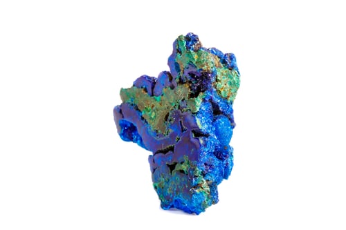 Preview: Macro mineral stone malachite with azurite on white background